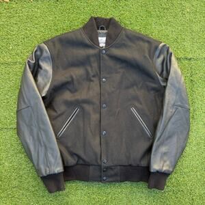 Varsity Base Men's Wool Leather Black Letterman Jacket